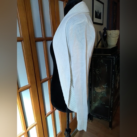 Cream Cardigan Sweater Open Front Shawl Collar Sz M By I'm In Love With Derek - Picture 5 of 10